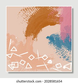 Abstract geometry shapes vector illustration EPS 10 print hand drawn painted contemporary aesthetic mid century modern art nordic design style