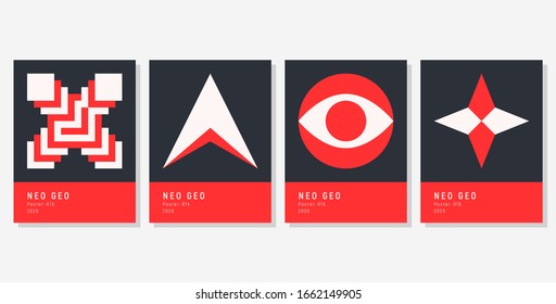 Abstract geometry in squares. A variety of colored geometric shapes and shapes combined into one composition with the possibility of generation. Modern graphic graphics.