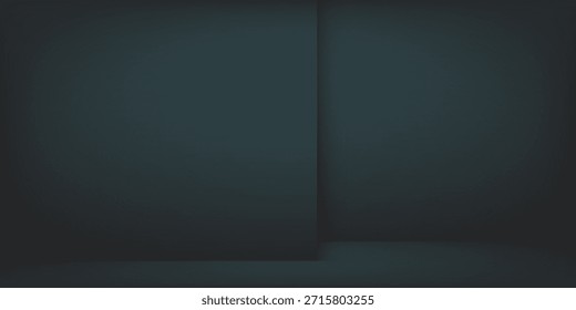 Abstrakte Geometrie Studioszene mit Schatten und Licht. Blauer Hintergrund für Luxus-Produktpräsentation Showroom Mockup. Minimale Innenästhetik mit Leerraum, geometrische Linie, Quadrat, Ecke