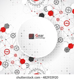 Abstract geometry technology background. Cogwheel vector.