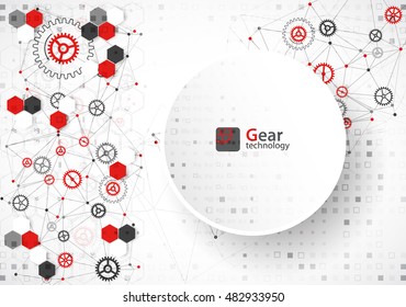 Abstract geometry technology background. Cogwheel vector.