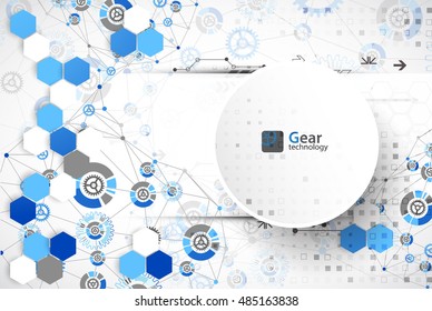 Abstract geometry technology background. Cogwheel vector.