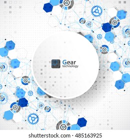 Abstract geometry technology background. Cogwheel vector.