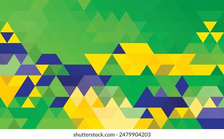 Abstract geometry triangle green and blue color mosaic texture background pattern.	