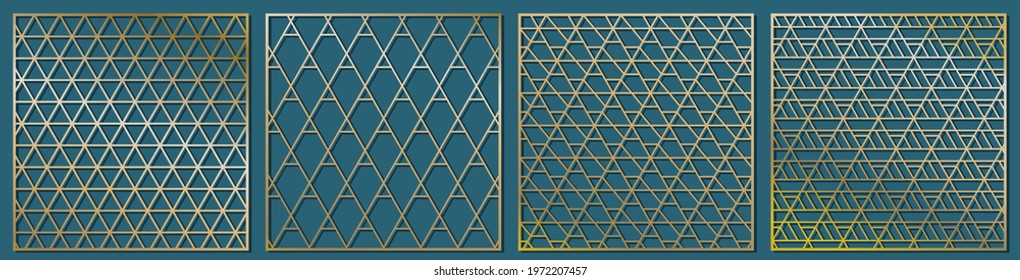 Abstract Geometry triangle pattern for laser cutting. Universal greeting card, laser cut panel. Vector illustration. Square 1 to1.