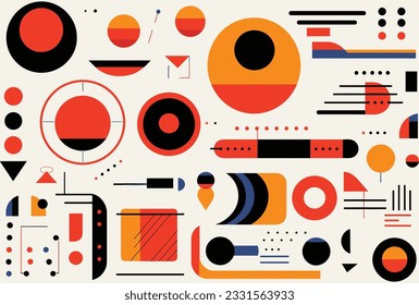 abstract geometry vector set with geometric, linear shapes, in the style of bold and graphic pop art inspired designs, precisionist art, ndebele art, geometric shapes patterns