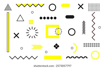 Abstract Geometry in Yellow Memphis Backgrounds.