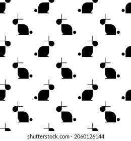 Abstract Geomgetric Black And White Pattern With Bunnies. Black And White Modern Poster. Abstract Wall Art. Digital Art Of Interior Decoration For Print. Abstract Geometric Minimal Poster 
