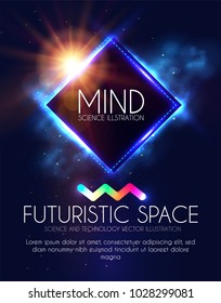 Abstract Geomrtic Banner with Neon Lights. Trendy Party Poster Template. Futuristic Space. Magic and Mystery Design. Vector illustration