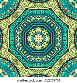 abstract geomteric tribal ethnic pattern green mandala