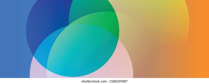 Abstract geomtrical vector background with colored gradient, creative overlapping circular shapes with different kinds of light, futuristic concept, paper cut shadow, digital poster for wallpaper art