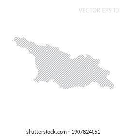 Abstrakte Georgien-Karte mit grauen diagonalen Linien. Georgien Streifen Karte. Vektorgrafik EPS10.