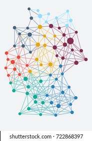 Abstract german network with map and link