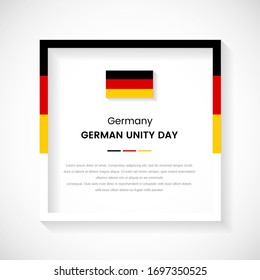 Abstract Germany flag square frame stock illustration. Creative country frame with text for German unity day of Germany.