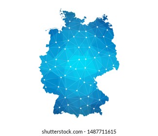 Abstract Germany Map geometric rumpled triangular low poly style gradient graphic on white background , line dots polygonal design for your . Vector illustration eps 10