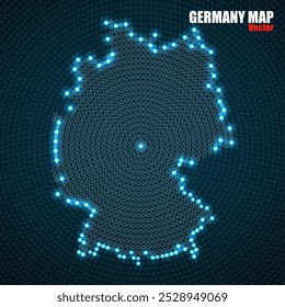 Abstract Germany map of glowing radial dots