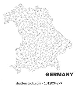 Abstract Germany map isolated on a white background. Triangular mesh model in black color of Germany map. Polygonal geographic scheme designed for political illustrations.