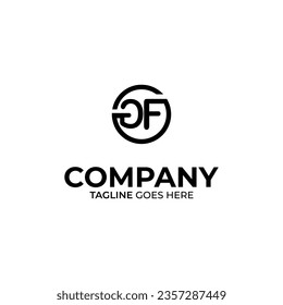 Abstract GF letter simple style logo design vector template