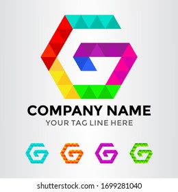 Plantilla de logotipo de origen de GG abstracto