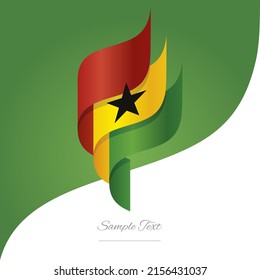 Abstract Ghana 3D wavy flag red yellow green modern ribbon strip logo icon abstract background vector