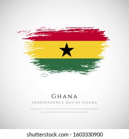 Abstract Ghana brush flag background with independence day of Ghana vector