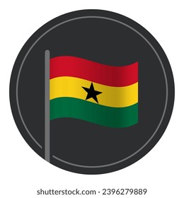 Abstract Ghana Flag Flat Icon in Circle Isolated on White Background