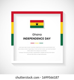 Abstrakte Stockillustration des Ghana-Flaggenplatzes. Kreativer Landrahmen mit Text für den Unabhängigkeitstag von Ghana.