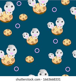 Abstract ghost and cake seamless pattern