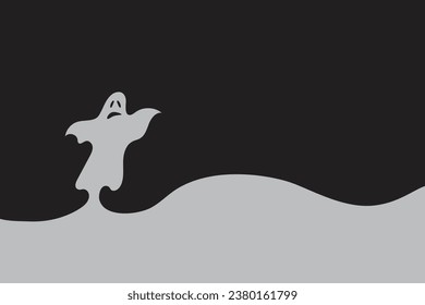 Abstract ghost for Halloween Continuous One Line Drawing. Black and white vector illustration