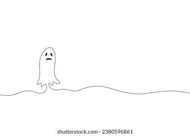 Fantasma abstracto para el dibujo continuo de una línea de Halloween. Ilustración vectorial en blanco y negro.