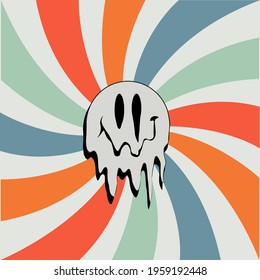 Abstract ghost illustration with retro colored background for sticker, t shirt print or other uses. 