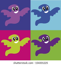 abstract ghost on squares with different color