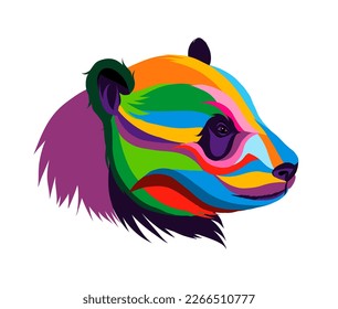 Abstract Giant panda head portrait from multicolored paints. Splash of watercolor, colored drawing, realistic. Vector illustration of paints