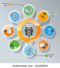 Abstract giass infographics. Vector data pattern of cyclical processes, stages. Creative design.