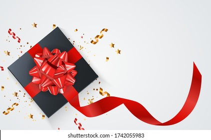 Abstract Gift Box background with Bow and Ribbon. Vector Illustration eps10