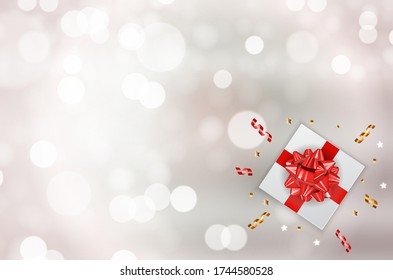 Resumen del fondo de la caja de regalo con Bow y Ribbon. Pasos de ilustración vectorial10