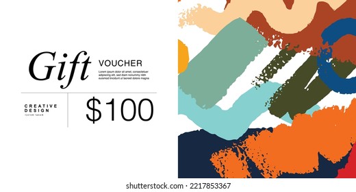 Abstract gift card template design. Trendy minimalist voucher print design