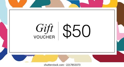 Abstract gift card template design. Trendy minimalist voucher print design