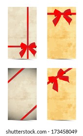 abstract gift cards, banners with bow and ribbons