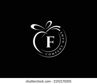 Abstract gift letter F logo design, vector F letter logo design, rounded style simple vector lettering logo design