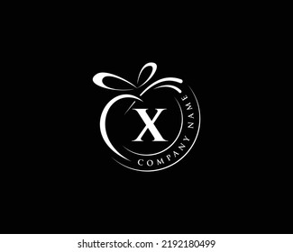 Resumen de la letra de regalo X diseño del logotipo, diseño del logotipo de la letra vectorial X, estilo redondeado diseño del logotipo de la inscripción vectorial simple