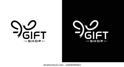 Abstract Gift shop vector logo design, gift shop logo design with ribbon vector design template 