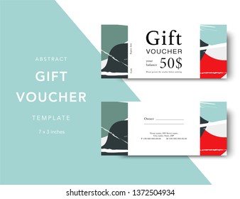 Abstract gift voucher card template. Modern discount coupon for shopping with abstract pattern. Modern fashion background design with information sample text. Coupon template for gift and shopping. 