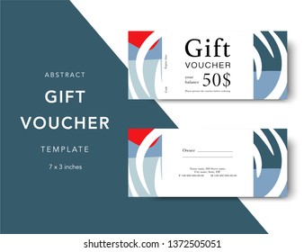 Abstract gift voucher card template. Modern discount coupon for shopping with abstract pattern. Modern fashion background design with information sample text. Coupon template for gift and shopping. 