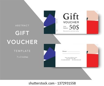 Abstract gift voucher card template. Modern discount coupon for shopping with abstract pattern. Modern fashion background design with information sample text. Coupon template for gift and shopping. 