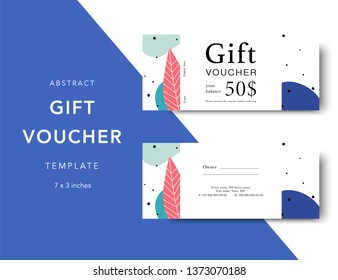 Abstract gift voucher card template. Modern discount coupon for shopping with abstract pattern. Modern fashion background design with information sample text. Coupon template for gift and shopping. 