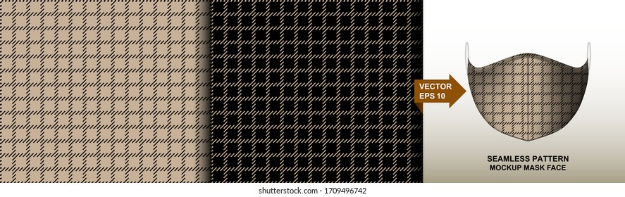 Abstract. Gingham background pattern seamless design for mask face, pillow, fashion, clothing, fabric. mockup template mask face seamless pattern. Vector.