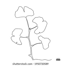 Abstract Ginkgo biloba leaves  line continuous. Minimalist art. One line drawing. Continuous line drawing. Vector illustration,vector illustration for for t-shirt, cup and printing.