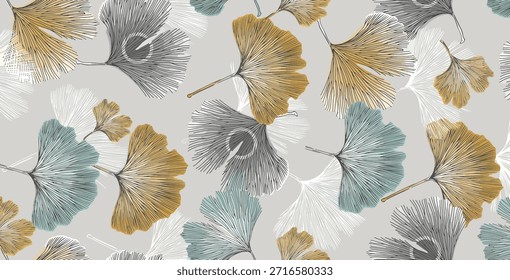 Patrón Abstractas de la hoja de Ginkgo, textura moderna del diseño botánico