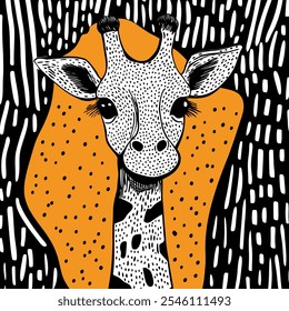 Abstract Giraffe Art, Artistic Representation of Grace and Nature in a Minimalist Style - Flat Vector Illustration